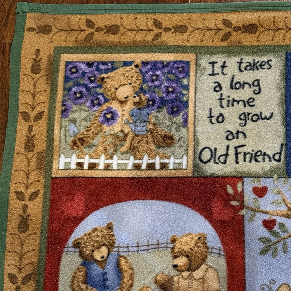 Vintage Teresa Kogut Old Friend Teddy Bear Throw Blanket‎ Cottagecore 47x61